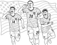 Feuille de coloriage - Balogun, de la Torre et Zendejas - Equipe des Etats-Unis de football 2026