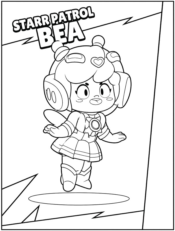 Coloring sheet - Starr Patrol Bea - Brawl Stars - Starr Patrol
