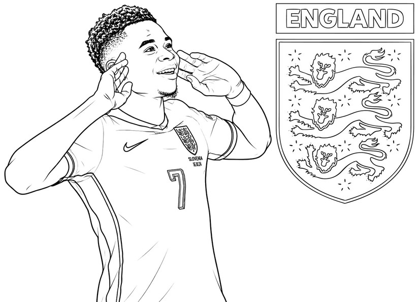 Printable coloring - Bukayo Saka - England football team 2026