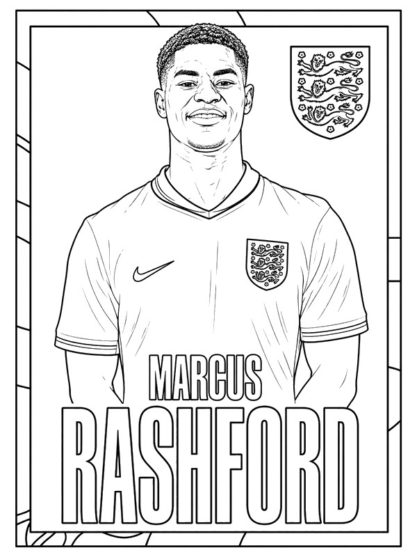 Drawing to color - Marcus Rashford - England football team 2026