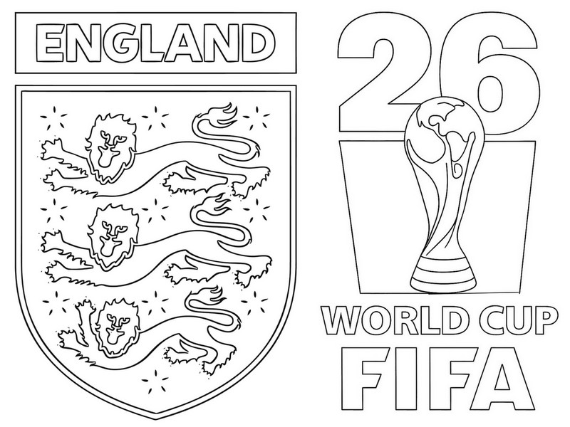 Downloadable coloring - World Cup - England football team 2026
