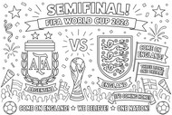 Folha para colorir - Semifinal - Seleção inglesa de futebol de 2026