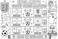 Dibujo para colorear - partidos de la fase de grupos - Selección inglesa de fútbol 2026