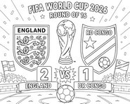 Hoja para colorear - ronda de 32 - Selección inglesa de fútbol 2026