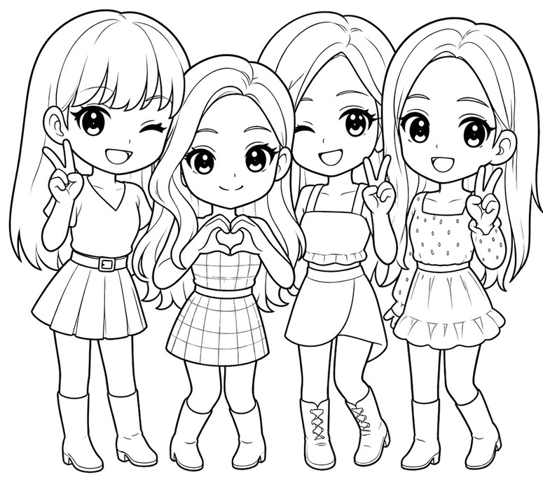 Disegno da colorare - Blackpink - Kpop Chibi