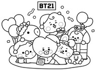 Illustrazione da colorare - BT21 (BTS) - Kpop Chibi
