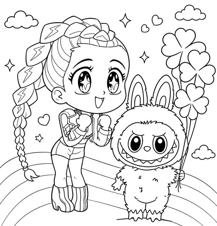 Zdarma omalovánka - Labubu - KPop Demon Hunters - Rumi