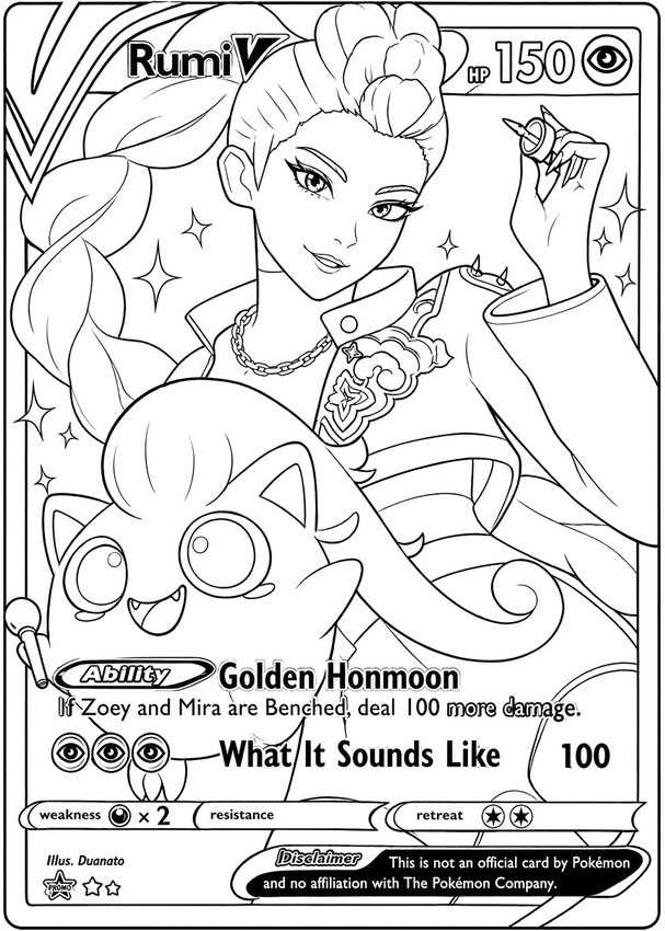 Stáhnutelná omalovánka - Karta Pokémona - KPop Demon Hunters - Rumi