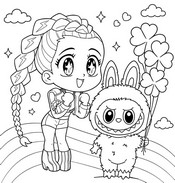 Stáhnutelná omalovánka - Labubu - KPop Demon Hunters - Rumi