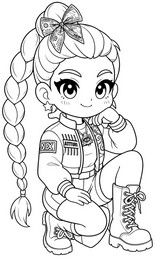 Stránka k vybarvení - Chibi a městský přístup - KPop Demon Hunters - Rumi