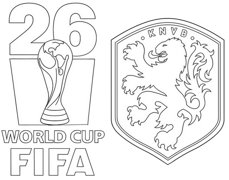Coloriage à télécharger - Coupe du monde - Equipe de football des Pays-Bas 2026