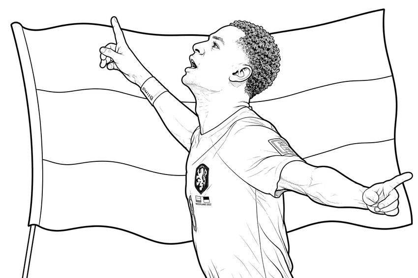 Image à colorier - Cody Gakpo - Equipe de football des Pays-Bas 2026