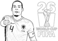 Coloriage gratuit - Virgil van Dijk - Equipe de football des Pays-Bas 2026