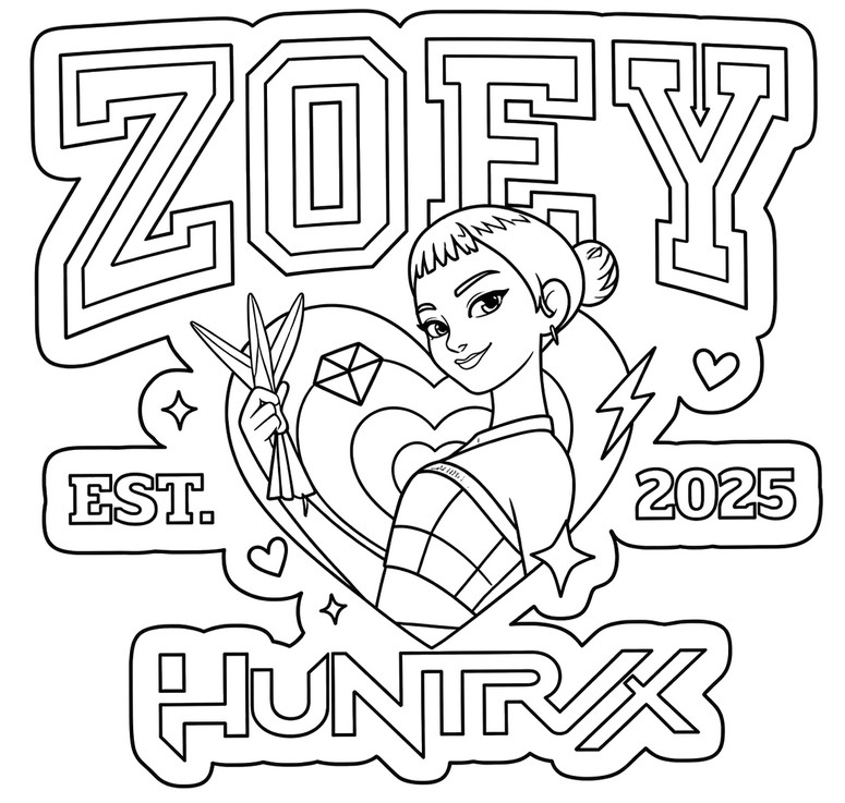 Nyomtatható színező - Vadász/x - KPop Demon Hunters - Zoey