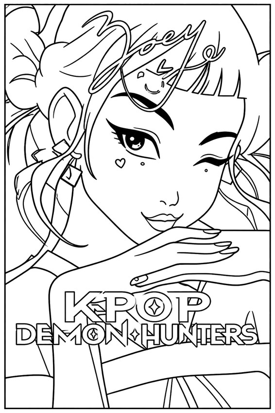 Ingyenes színezőlap - Stílusos ikon - KPop Demon Hunters - Zoey
