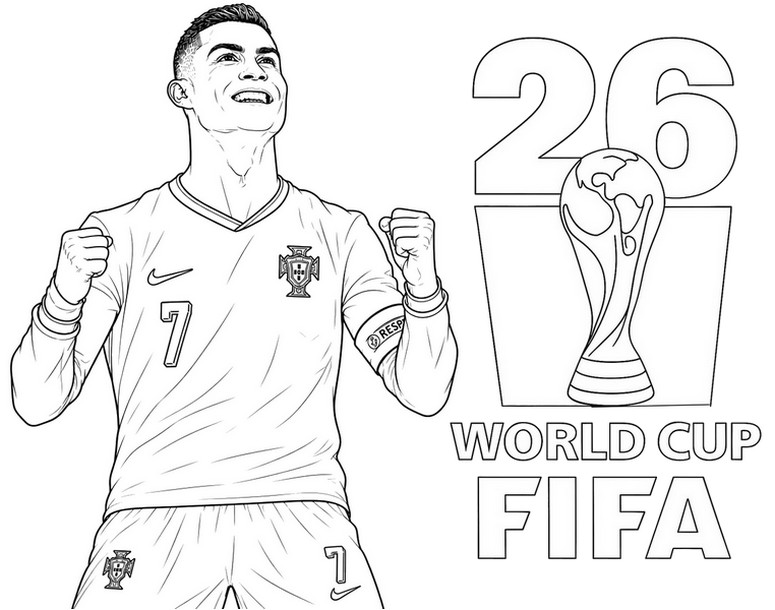 Ausmalblatt - Cristiano Ronaldo - Portugals Fußballnationalmannschaft 2026