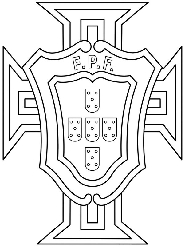 Ausmalbild zum Herunterladen - Wappen - Portugals Fußballnationalmannschaft 2026
