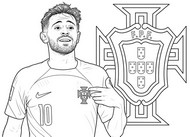 Ausmalbild zum Ausdrucken - Bernardo Silva - Portugals Fußballnationalmannschaft 2026