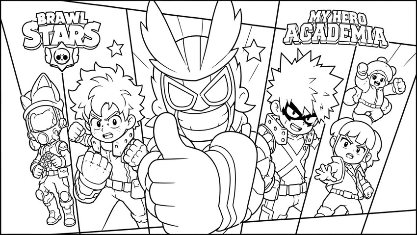 Image à colorier - L'alliance des super-héros - Brawl Stars - My Hero Academia