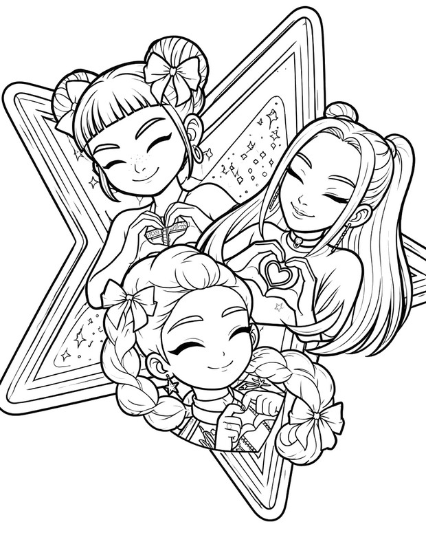 Free coloring page - Kawaii - KPop Demon Hunters - HUNTR/X