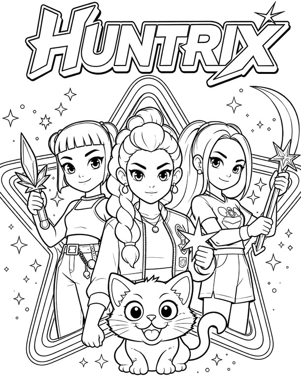 Printable coloring - HUNTRIX - KPop Demon Hunters - HUNTR/X