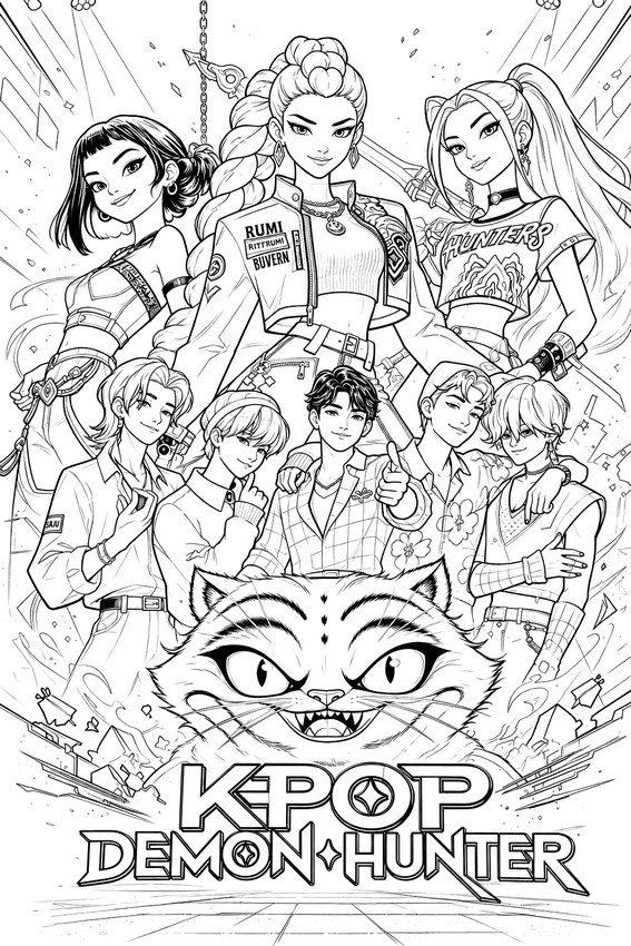 Coloring page - Saja Boys - KPop Demon Hunters - HUNTR/X