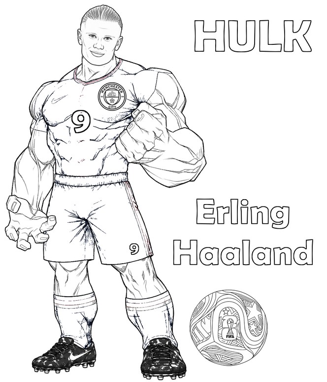 Disegno scaricabile - Erling Haaland - Hulk - Calcio - Supereroi
