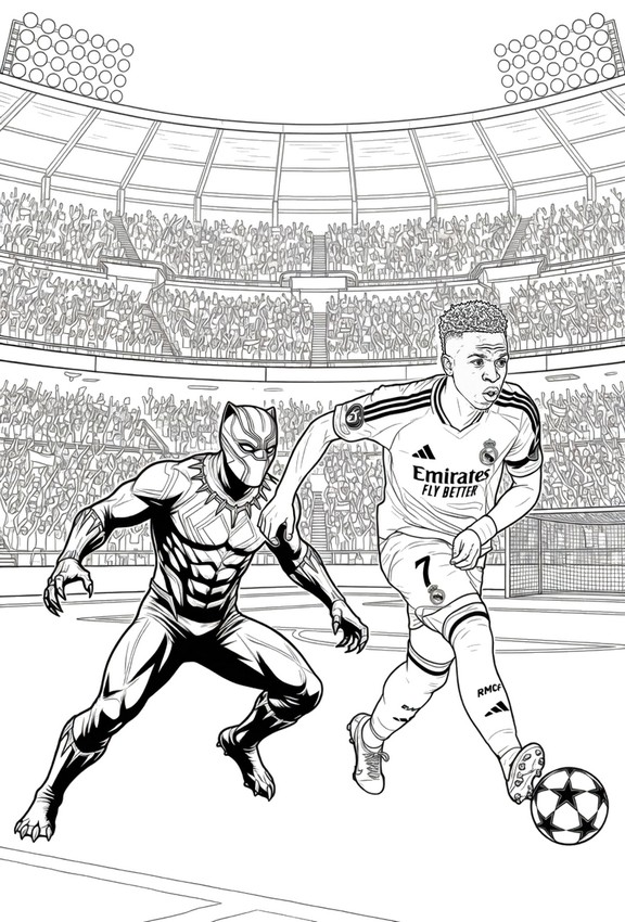 Immagine da colorare - Vinicius Junior - Black Panther - Calcio - Supereroi