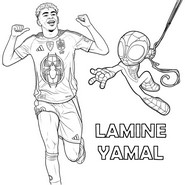 Immagine da colorare - Lamine Yamal - Miles Morales - Calcio - Supereroi