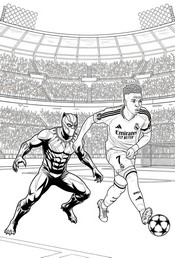 Illustrazione da colorare - Vinicius Junior - Black Panther - Calcio - Supereroi