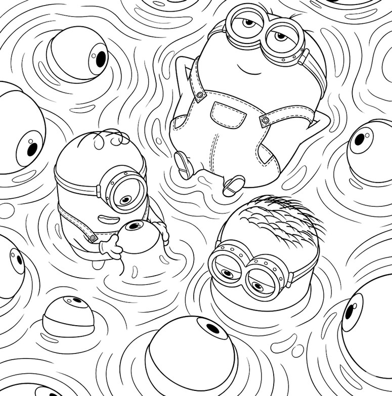 Coloring page - Three minions - Minions and Monsters