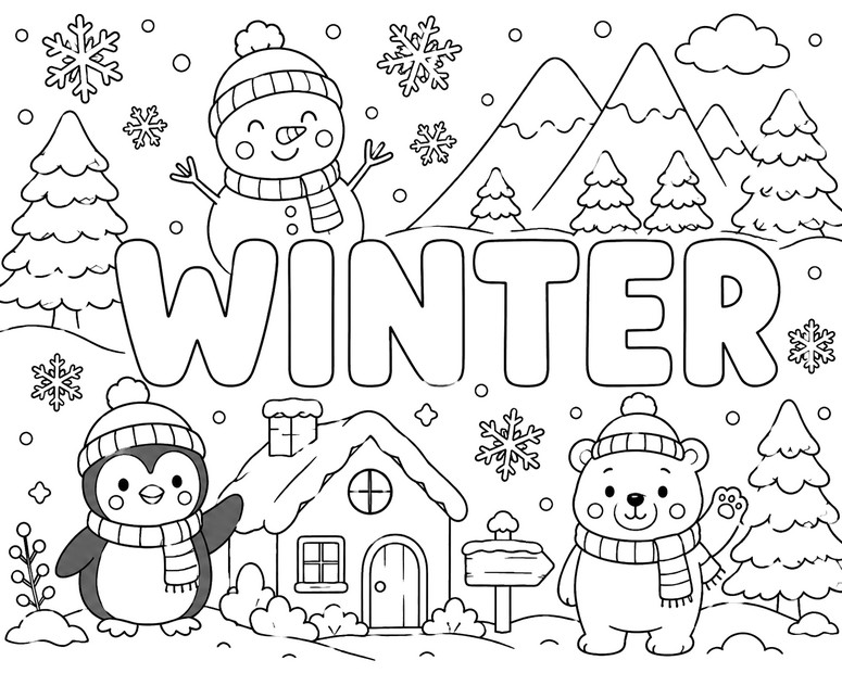Downloadable coloring - Winter - Four seasons