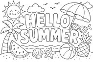 Coloring sheet - Hello Summer - Four seasons
