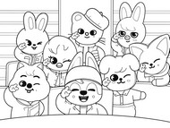 Coloriage à télécharger - Tous les amis - SKZOO - Stray Kids