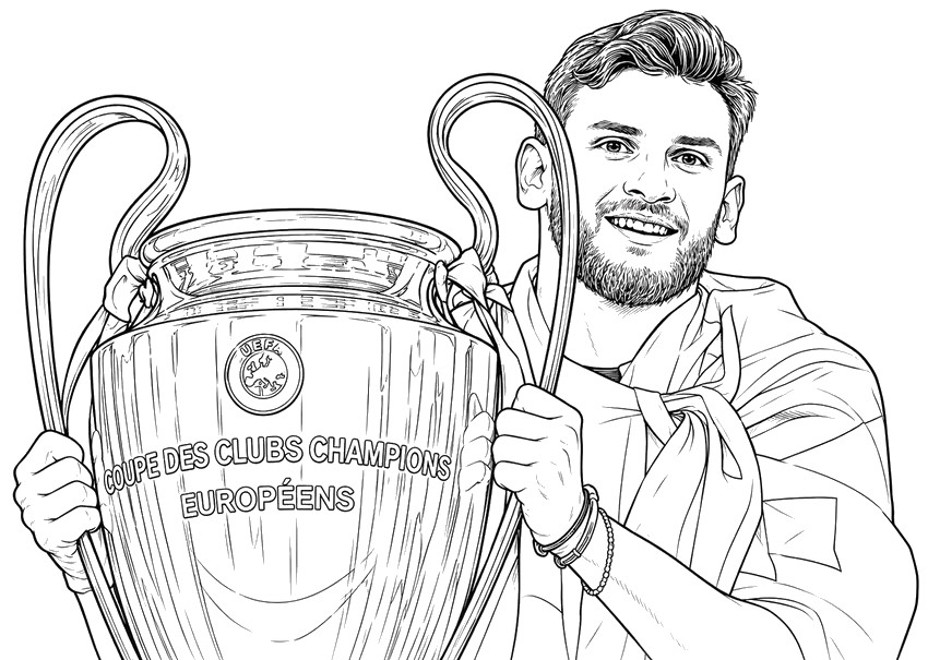 Dessin à colorier - Khvicha Kvaratskhelia - PSG - Champion d'Europe 2026