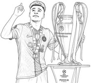 Feuille de coloriage - Désiré Doué - PSG - Champion d'Europe 2026