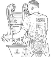 Disegno da colorare - Willian Pacho - PSG - Campioni d'Europa 2026