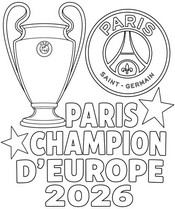 Coloriage - La coupe - PSG - Champion d'Europe 2026