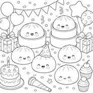 Free coloring page - It's party time! - Squishy Dumpling