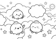 Coloring sheet - In the clouds - Squishy Dumpling