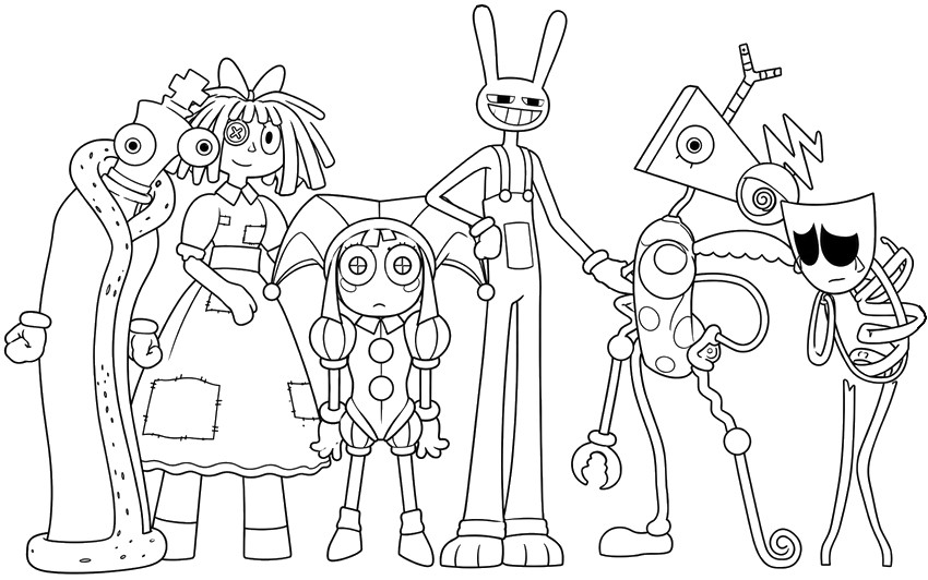 Image to color - All the characters - The Amazing Digital Circus