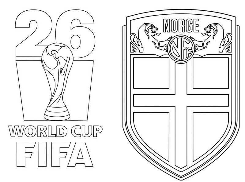 Coloriage gratuit - Coupe du Monde 2026 - Equipe de football de Norvège