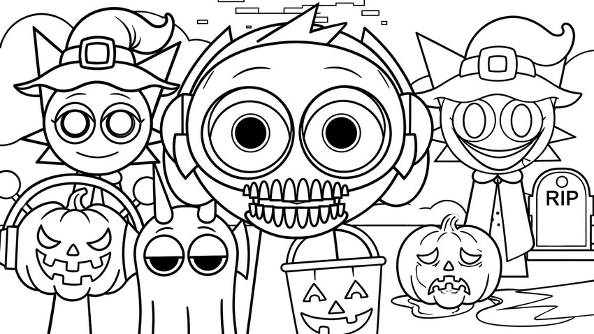 Dessin à colorier - Halloween - Sprunki