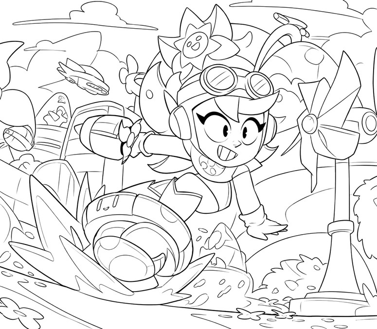 Coloriage à télécharger - Wendy en pleine action - Brawl Stars - Rébellion De Ramen