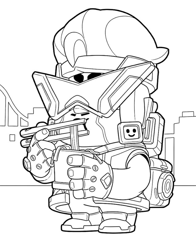 Coloriage gratuit - Jae-Yong Cyberpunk - Brawl Stars - Nanonoodles