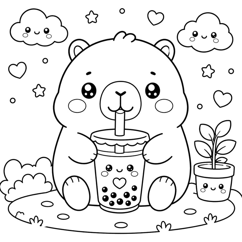Feuille de coloriage - Capybara - Animaux Squishy