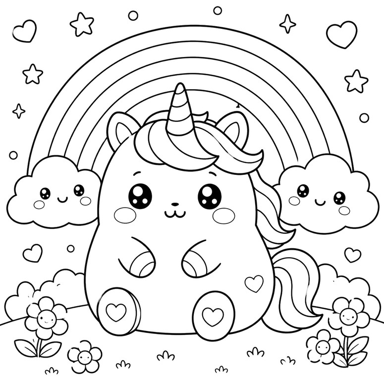Coloriage à télécharger - Licorne - Animaux Squishy