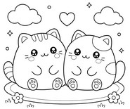 Feuille de coloriage - Chats - Animaux Squishy