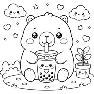Image à colorier - Capybara - Animaux Squishy