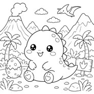 Dessin à colorier - Dinausore - Animaux Squishy